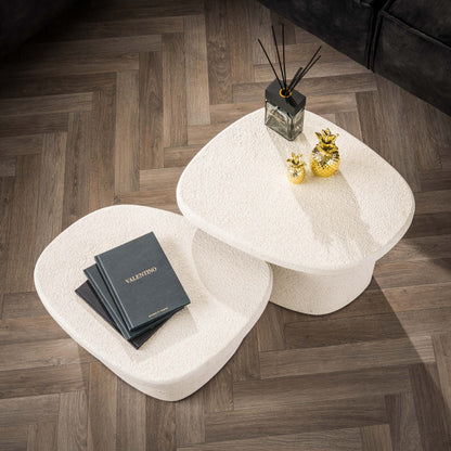 Couchtisch-Set STONE ORGANICO 2-teilige Kiesel-Satztische aus Marmor-Verbundstoff