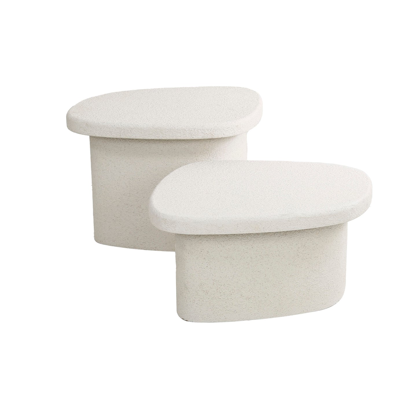 Couchtisch-Set STONE ORGANICO 2-teilige Kiesel-Satztische aus Marmor-Verbundstoff