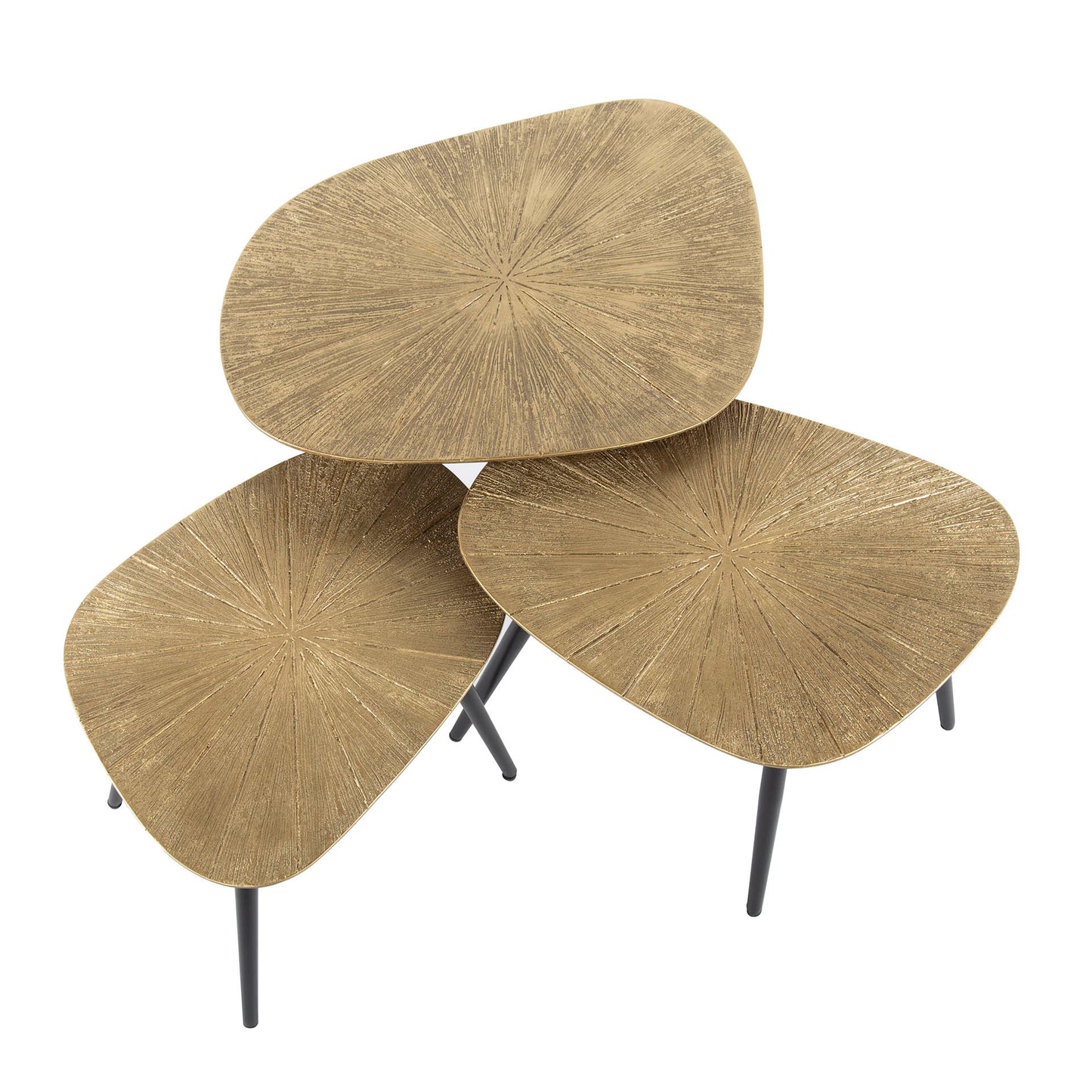 Couchtisch-Set TIZIANO RAGGIO 3-teilige Soft-Square Satztische in Antikgold