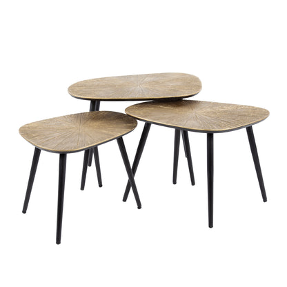 Couchtisch-Set TIZIANO RAGGIO 3-teilige Soft-Square Satztische in Antikgold