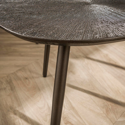 Couchtisch-Set ORGANICO BRONZO Organische Satztische mit Strahlen-Relief in Dunkelbraun