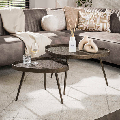 Couchtisch-Set CONTORNO TRIANGOLO Dreieckige Tablett-Satztische in Liquid-Metal