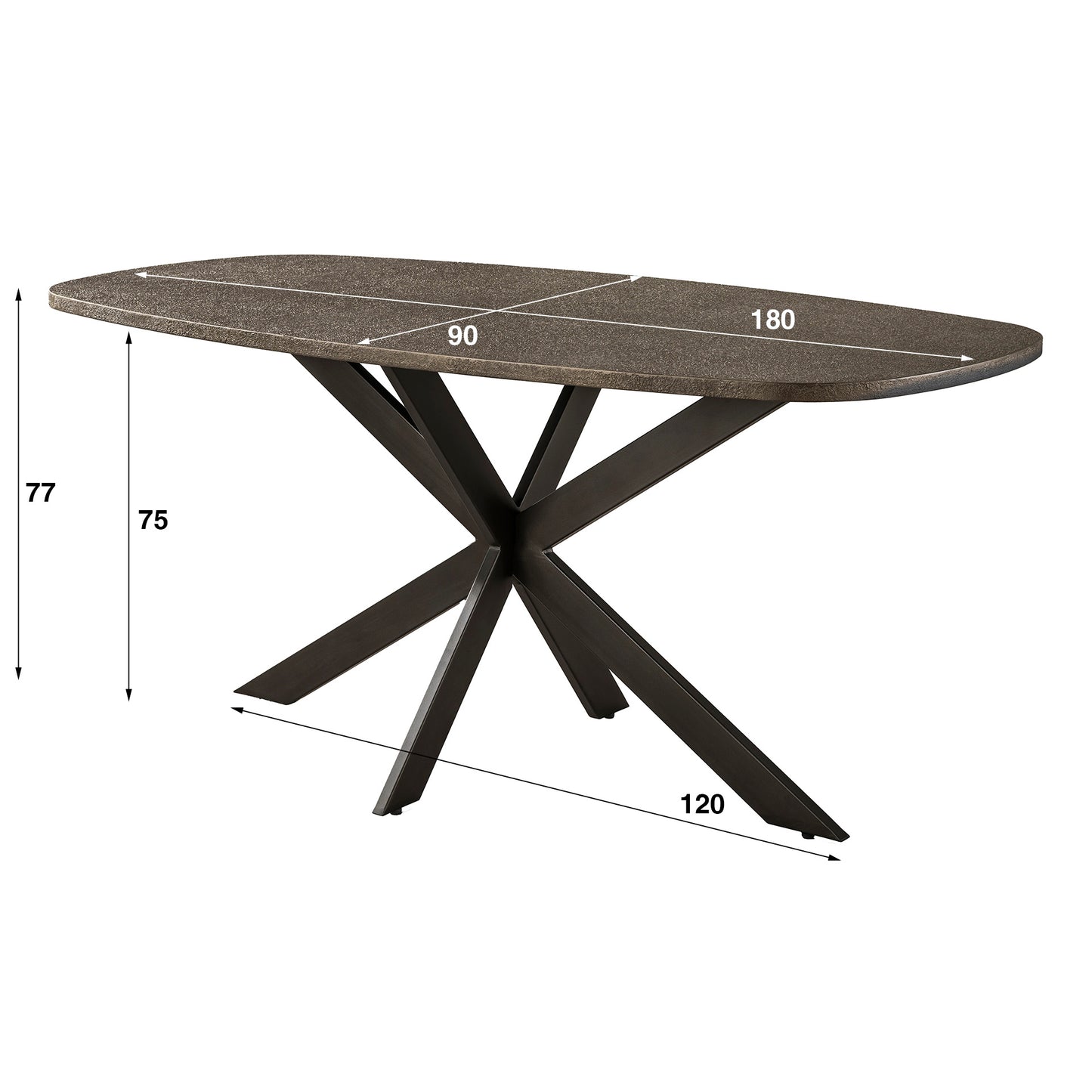 Esstisch BRONVIK COMPATTO Dänisch-Ovaler Tisch in Liquid-Metal Bronze 180 cm