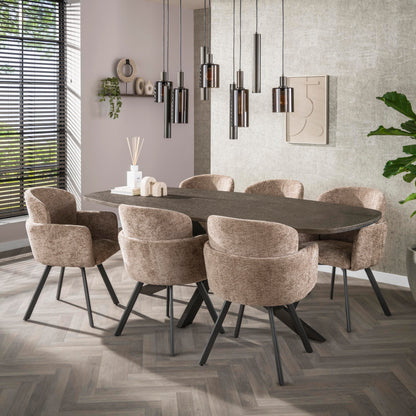Esstisch BRONVIK GRANDE Dänisch-Ovaler XXL-Tisch in Liquid-Metal Bronze