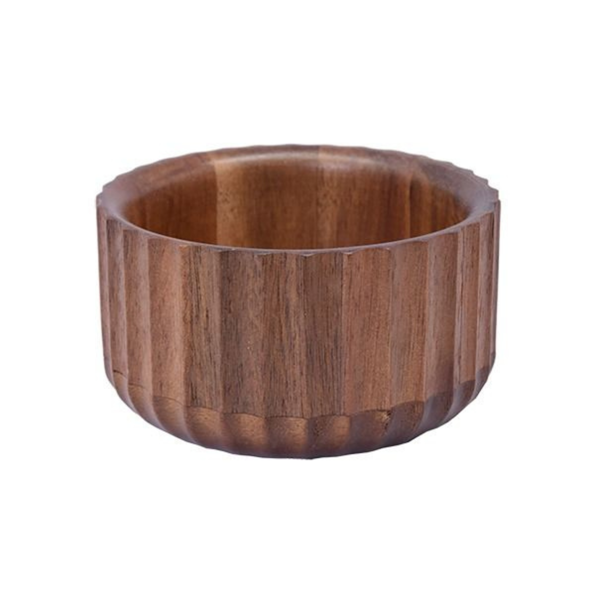Mini Massivholz-Dip-Schale mit 3D-Rillenprofil Akazie Holz Ø 11 cm