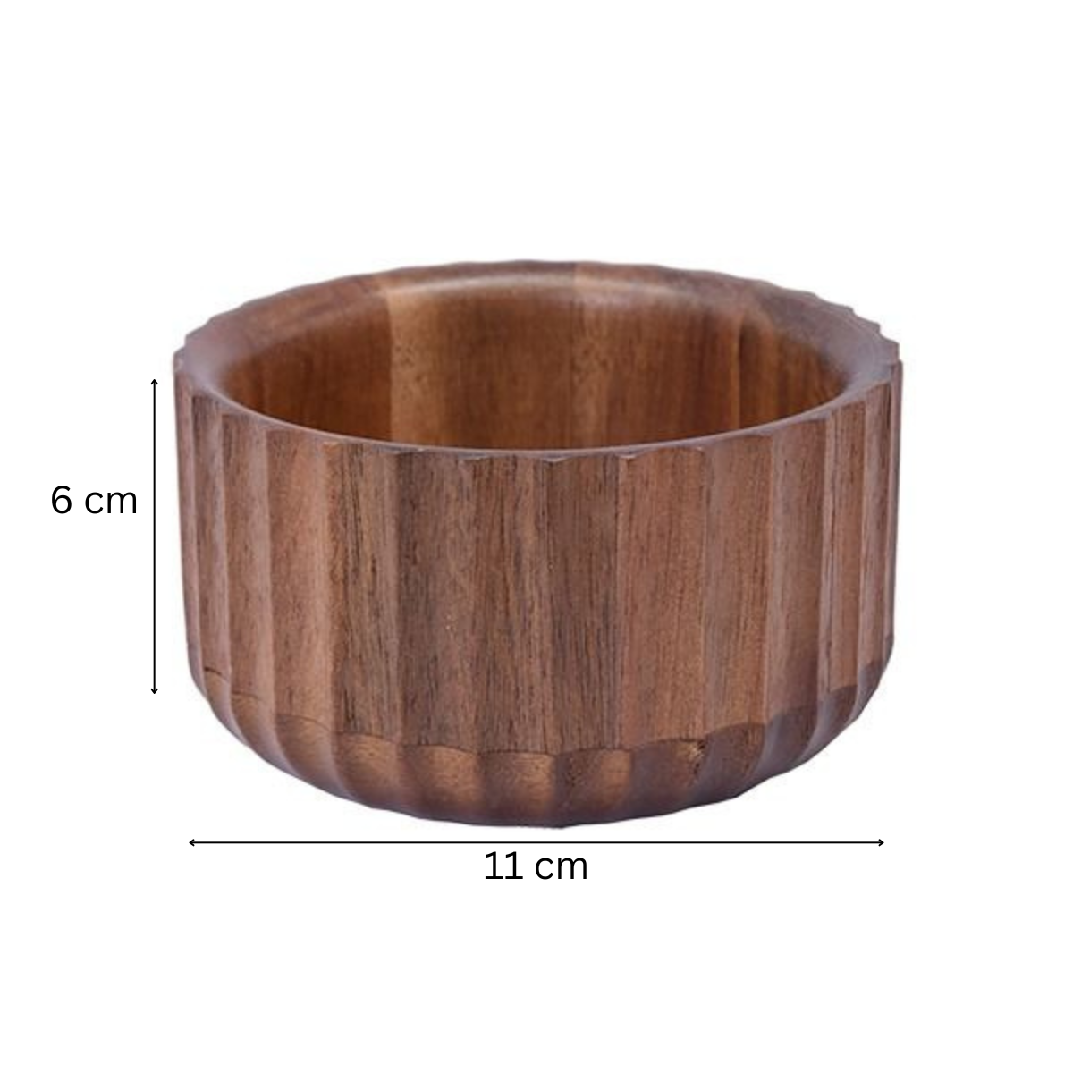 Mini Massivholz-Dip-Schale mit 3D-Rillenprofil Akazie Holz Ø 11 cm