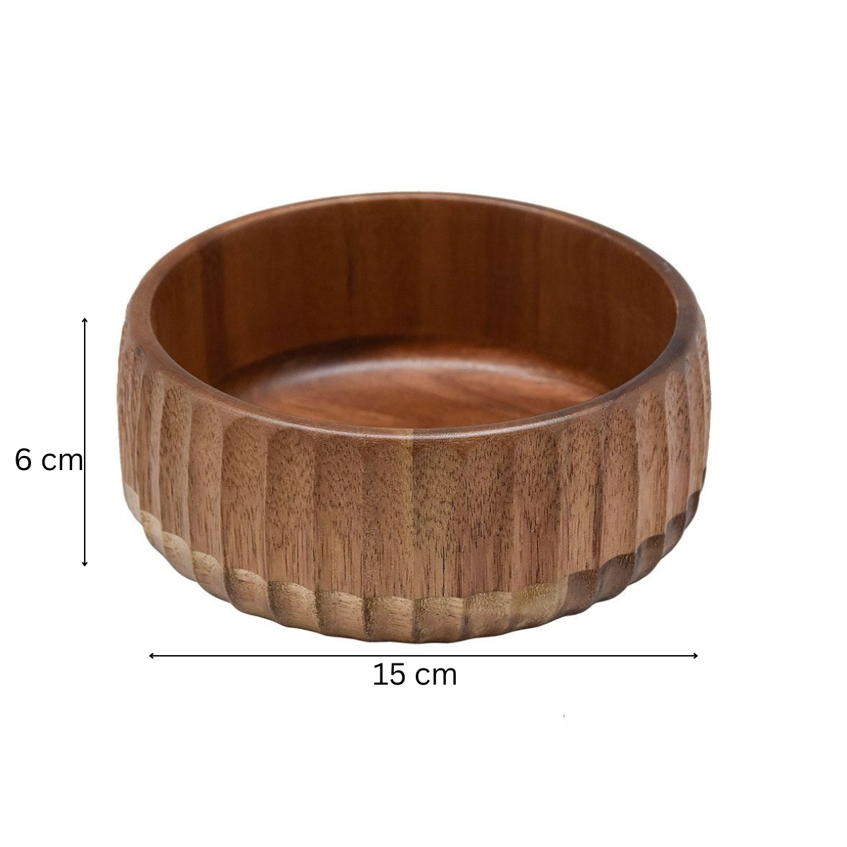 Kleine Massivholz-Schale mit 3D-Rillenprofil Akazie Holz, Ø 15 cm