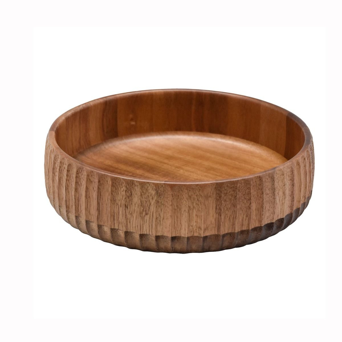 Massivholz-Salatschüssel mit 3D-Rillenprofil Holz 22 cm