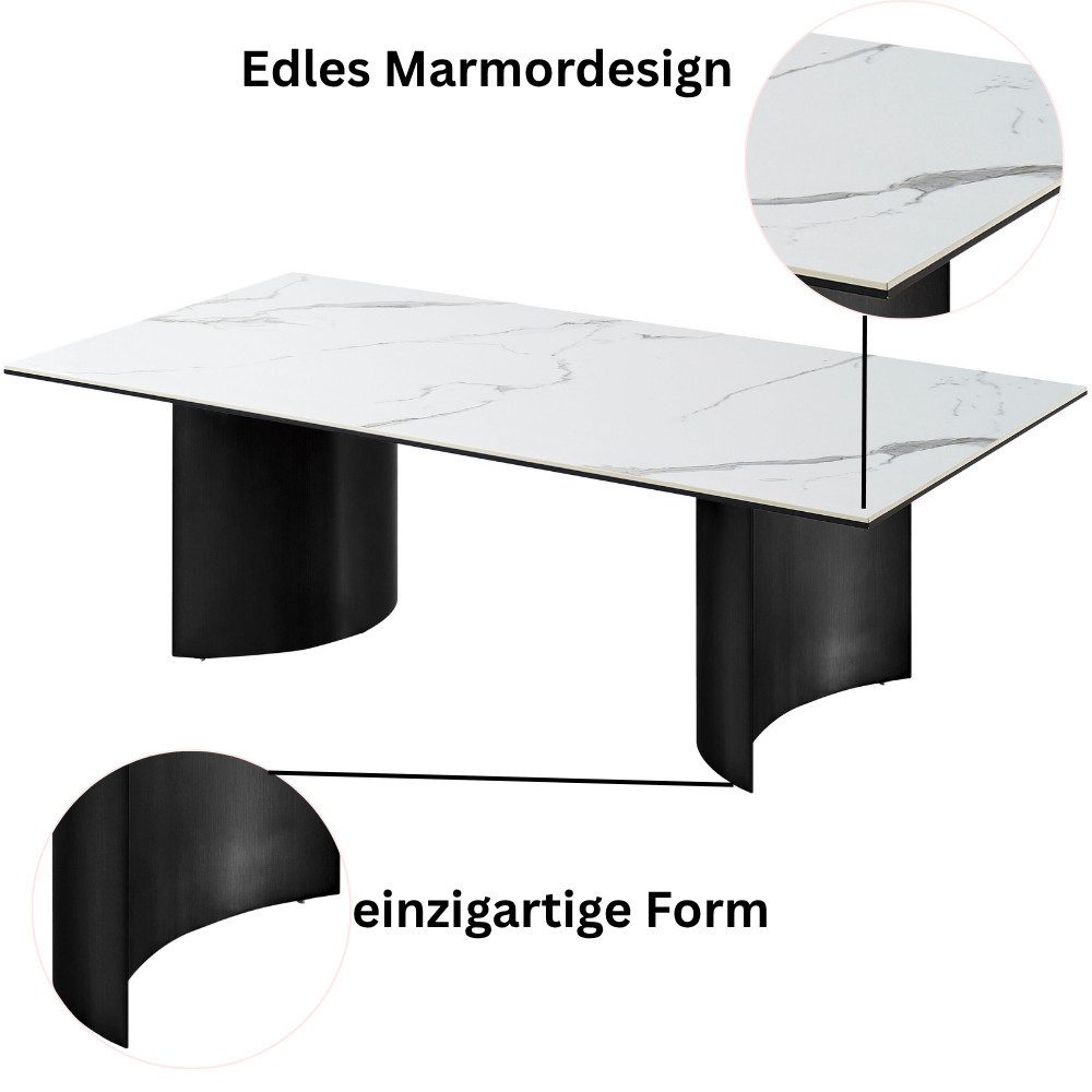 Couchtisch Verona edles Marmor Design weiß mit speziell gefertigten Tischbeinen