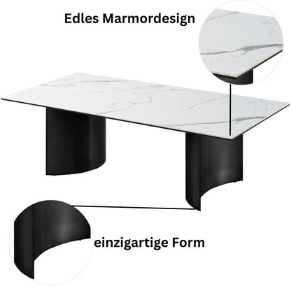 Couchtisch Verona edles Marmor Design weiß mit speziell gefertigten Tischbeinen