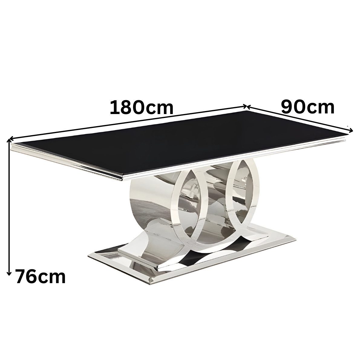 Esstisch Napoli mit einzigartigem Design 180cm Glas rechteckig