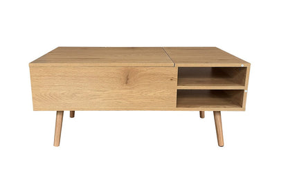 Couchtisch MALMÖ mit Lift-Top Funktion & verstecktem Stauraum, 100x50 cm hellbraun