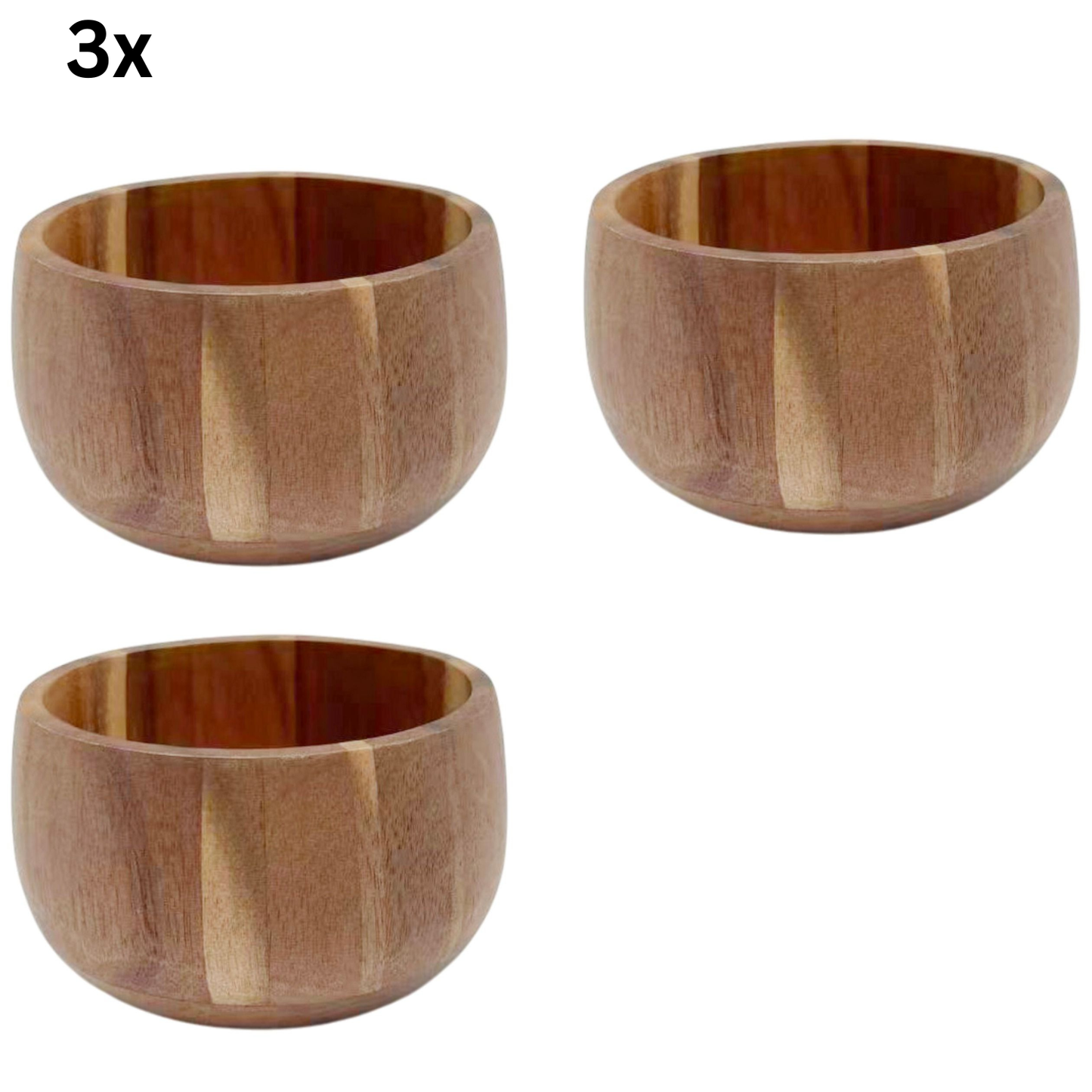 Servierschälchen Mini Massivholz-Dip-Schale in Block-Optik Akazie Holz Ø 11 cm