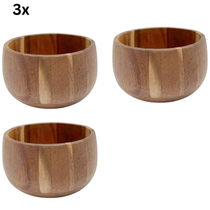 Servierschälchen Mini Massivholz-Dip-Schale in Block-Optik Akazie Holz Ø 11 cm