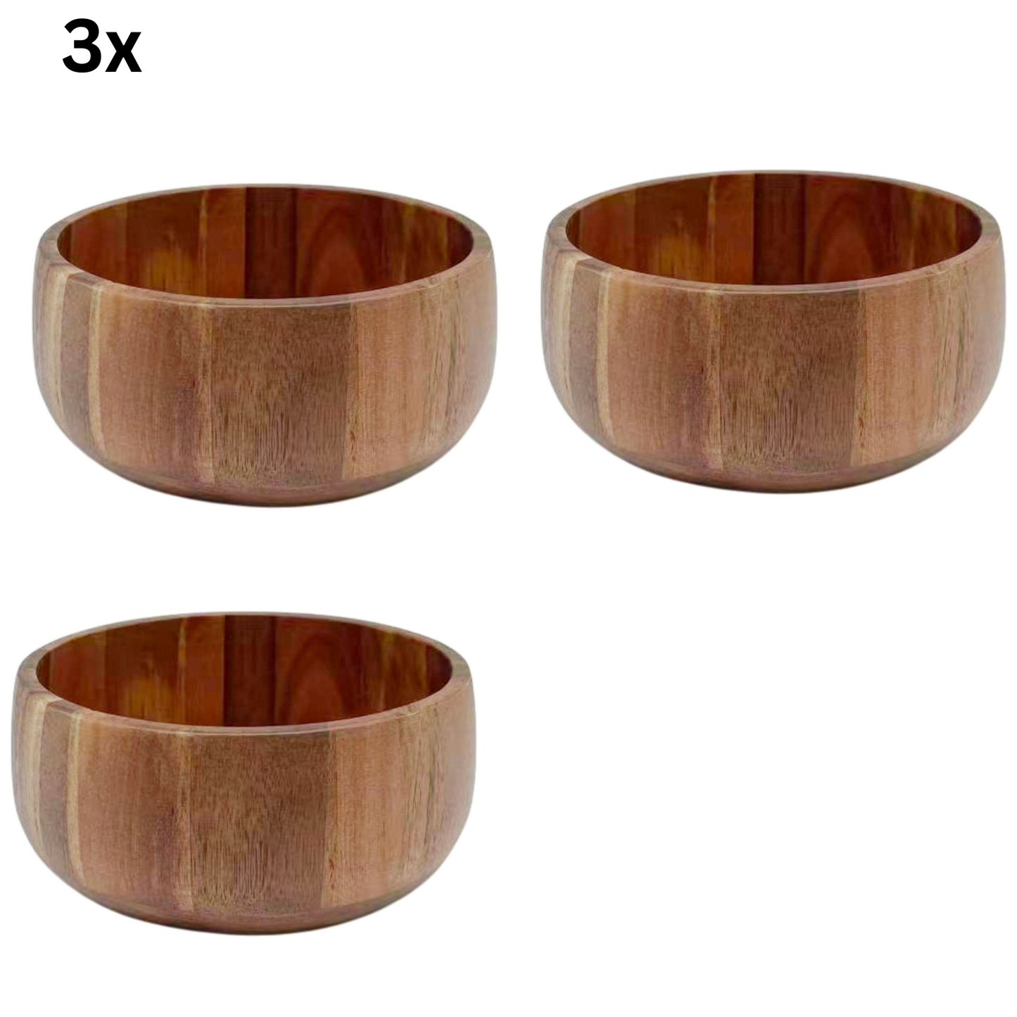 Servierschüssel Kleine Massivholz-Schale in Block-Optik Akazie Holz Ø 14 cm
