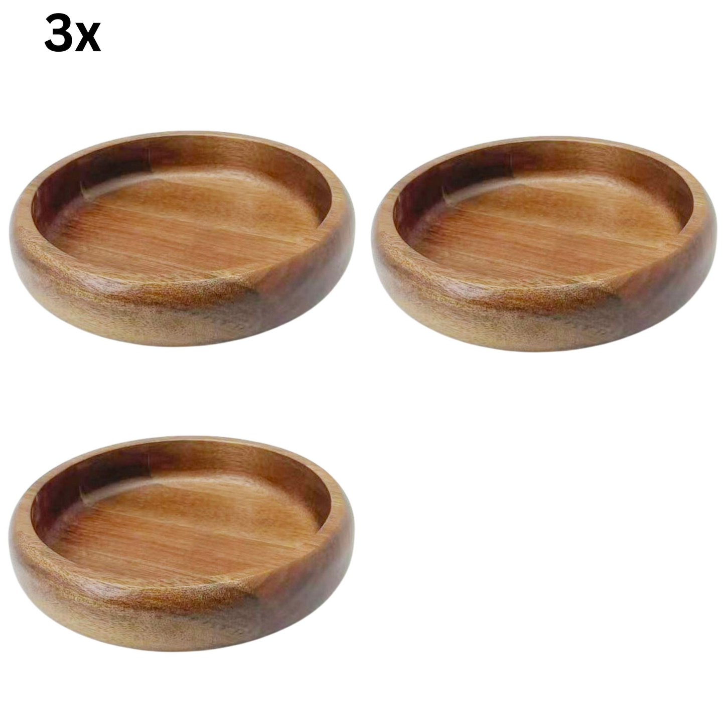 Servierschale Flache Massivholz-Schale im minimalistischen Design Akazie Holz Ø 18 cm