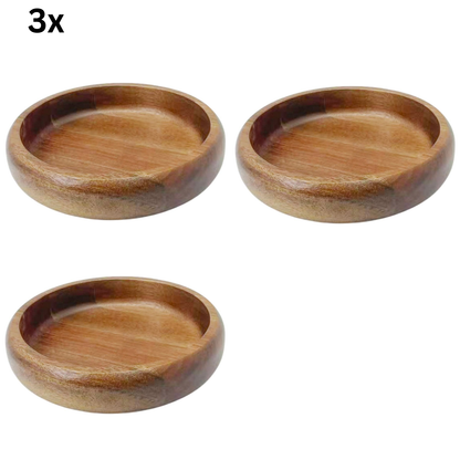 Servierschale Flache Massivholz-Schale im minimalistischen Design Akazie Holz Ø 18 cm