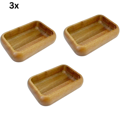 Servierschale Rechteckige Massivholz-Schale im Soft-Edge-Design Akazie Holz15 x 10 cm