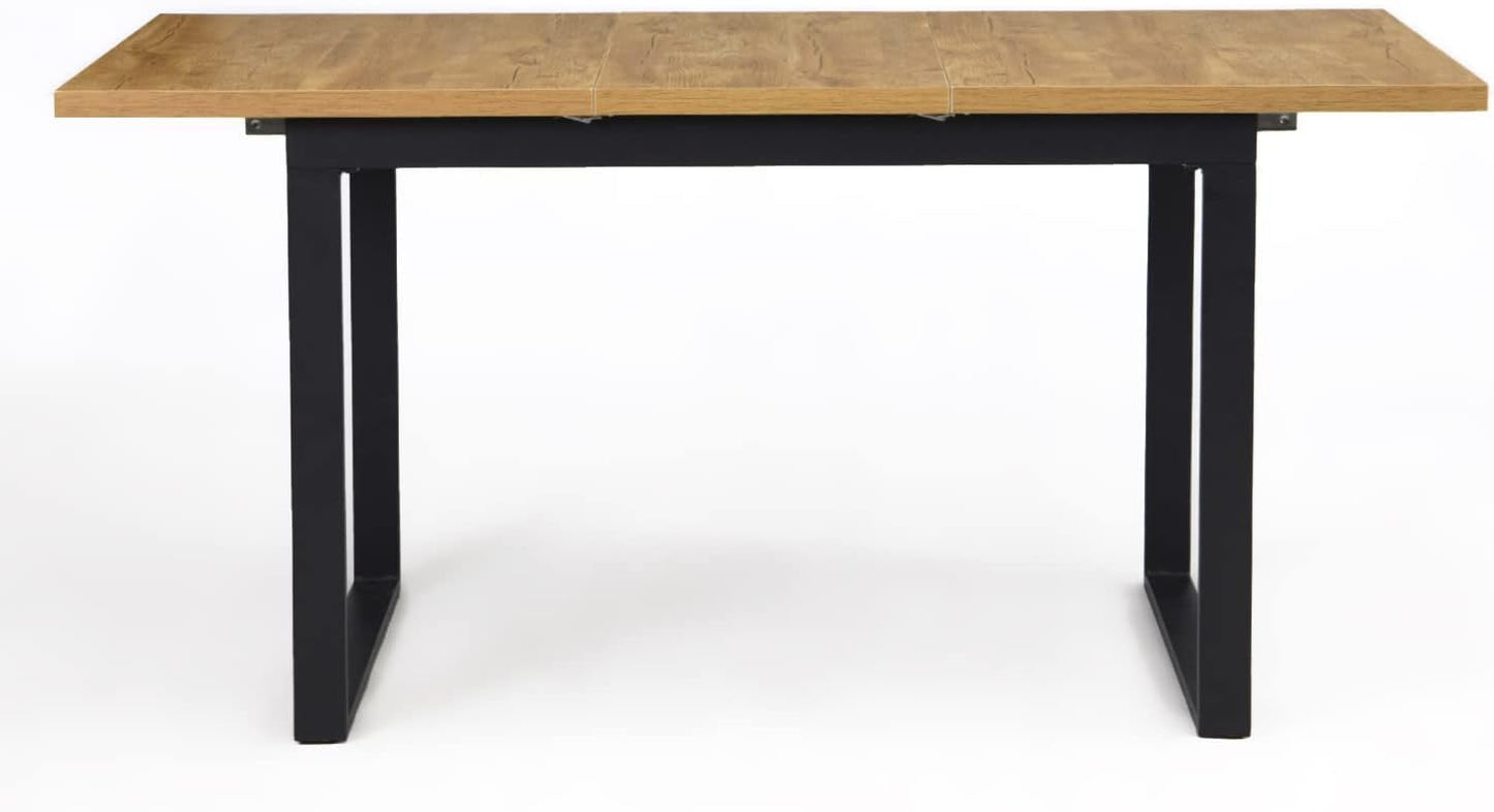 Esstisch Silas | ausziehbar 120-160 x80 cm 4-6 Personen Küchentisch Holztisch mit Kufen Gestell schwarz Esszimmer skandinavisch Industrial Design