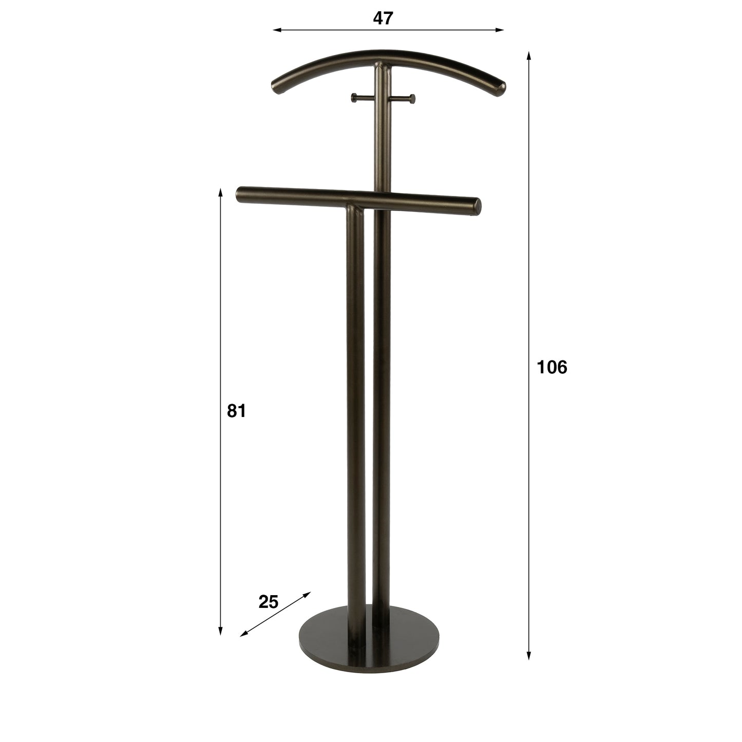 Kleiderständer LUNO Eleganter Kleiderbutler aus Stahl in Bronze-Optik 106 cm