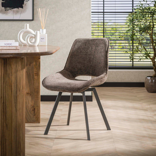 Esszimmerstuhl SWIVEL CHENILLE 360° Drehstuhl ohne Armlehnen im 4er-Set Taupe