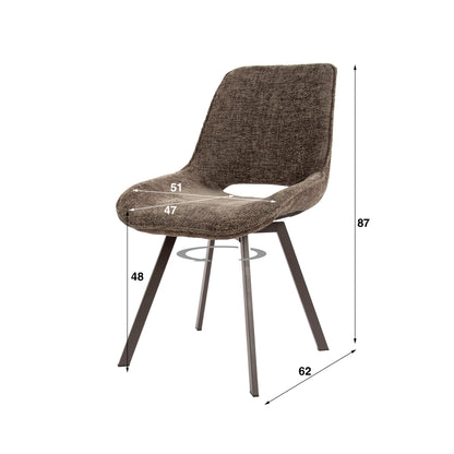Esszimmerstuhl SWIVEL CHENILLE 360° Drehstuhl ohne Armlehnen im 4er-Set Taupe