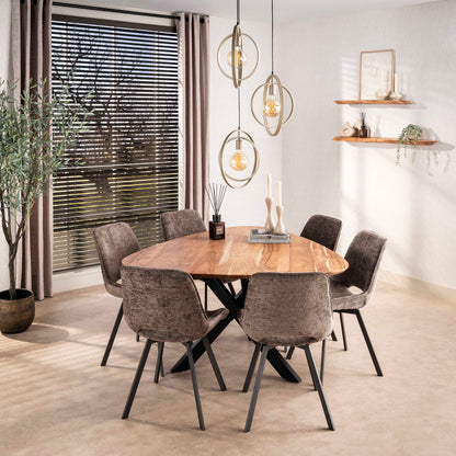 Esszimmerstuhl SWIVEL CHENILLE 360° Drehstuhl ohne Armlehnen im 4er-Set Taupe