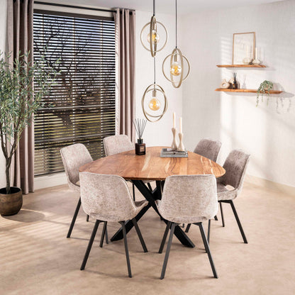 Esszimmerstuhl SWIVEL CHENILLE 360° Drehstuhl ohne Armlehnen im 4er-Set Beige