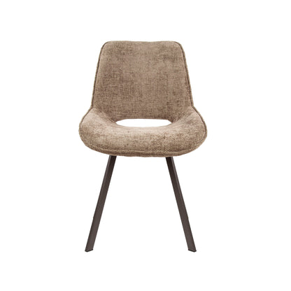 Esszimmerstuhl SWIVEL CHENILLE 360° Drehstuhl ohne Armlehnen im 4er-Set Champagne
