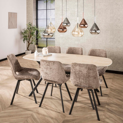 Esszimmerstuhl SWIVEL CHENILLE 360° Drehstuhl ohne Armlehnen im 4er-Set Champagne