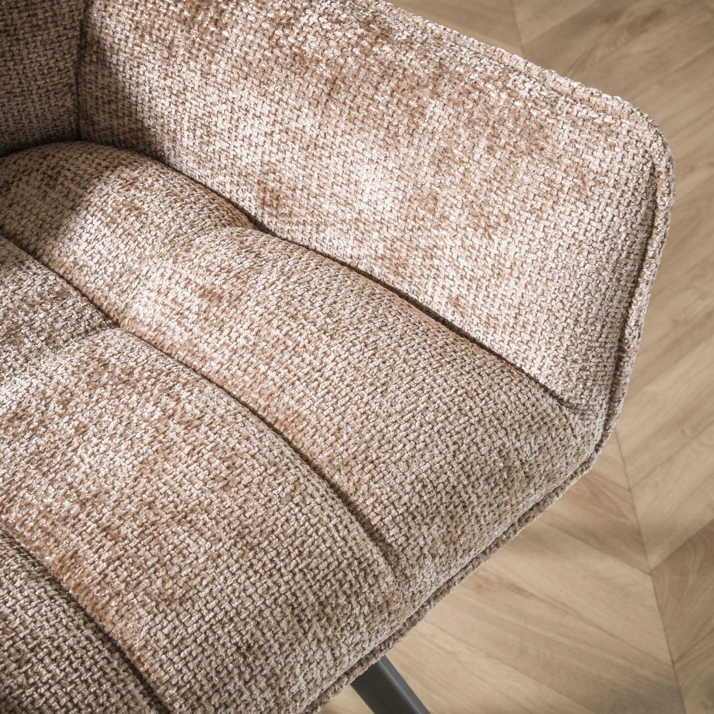 Esszimmerstuhl SWIVEL CHENILLE 360° Drehstuhl ohne Armlehnen im 4er-Set Champagne