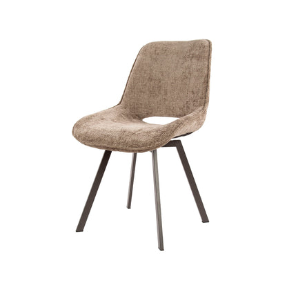 Esszimmerstuhl SWIVEL CHENILLE 360° Drehstuhl ohne Armlehnen im 4er-Set Champagne