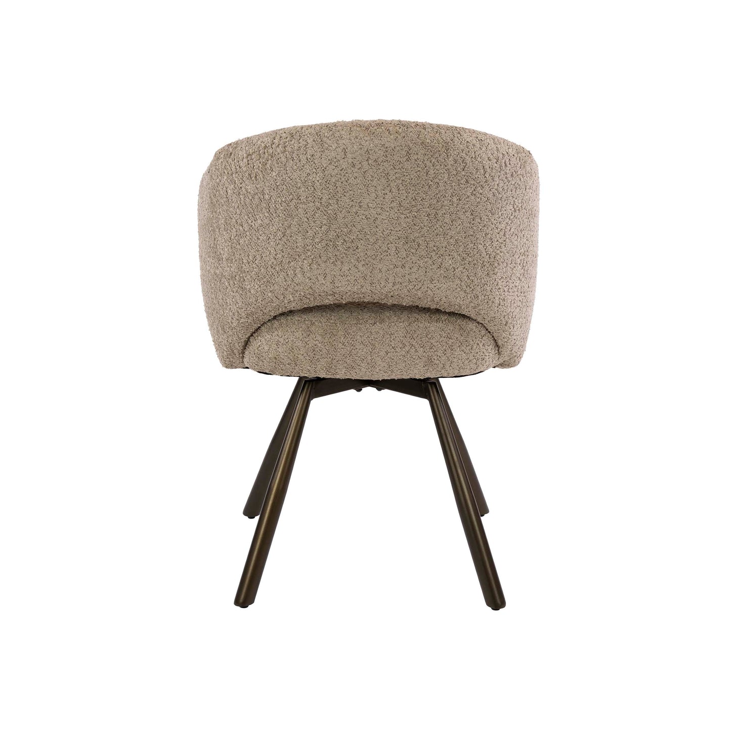 Esszimmerstuhl SALON CROSS GIRO 360° drehbarer Sessel mit Taschenfederkern & Cut-Out Bouclé Sand-Braun