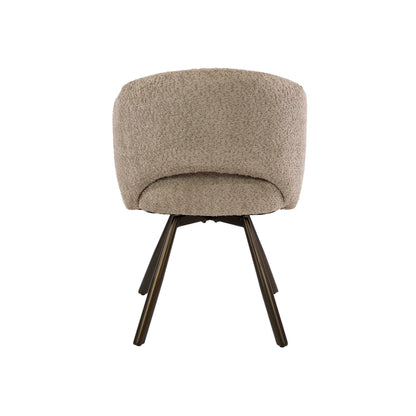 Esszimmerstuhl SALON CROSS GIRO 360° drehbarer Sessel mit Taschenfederkern & Cut-Out Bouclé Sand-Braun