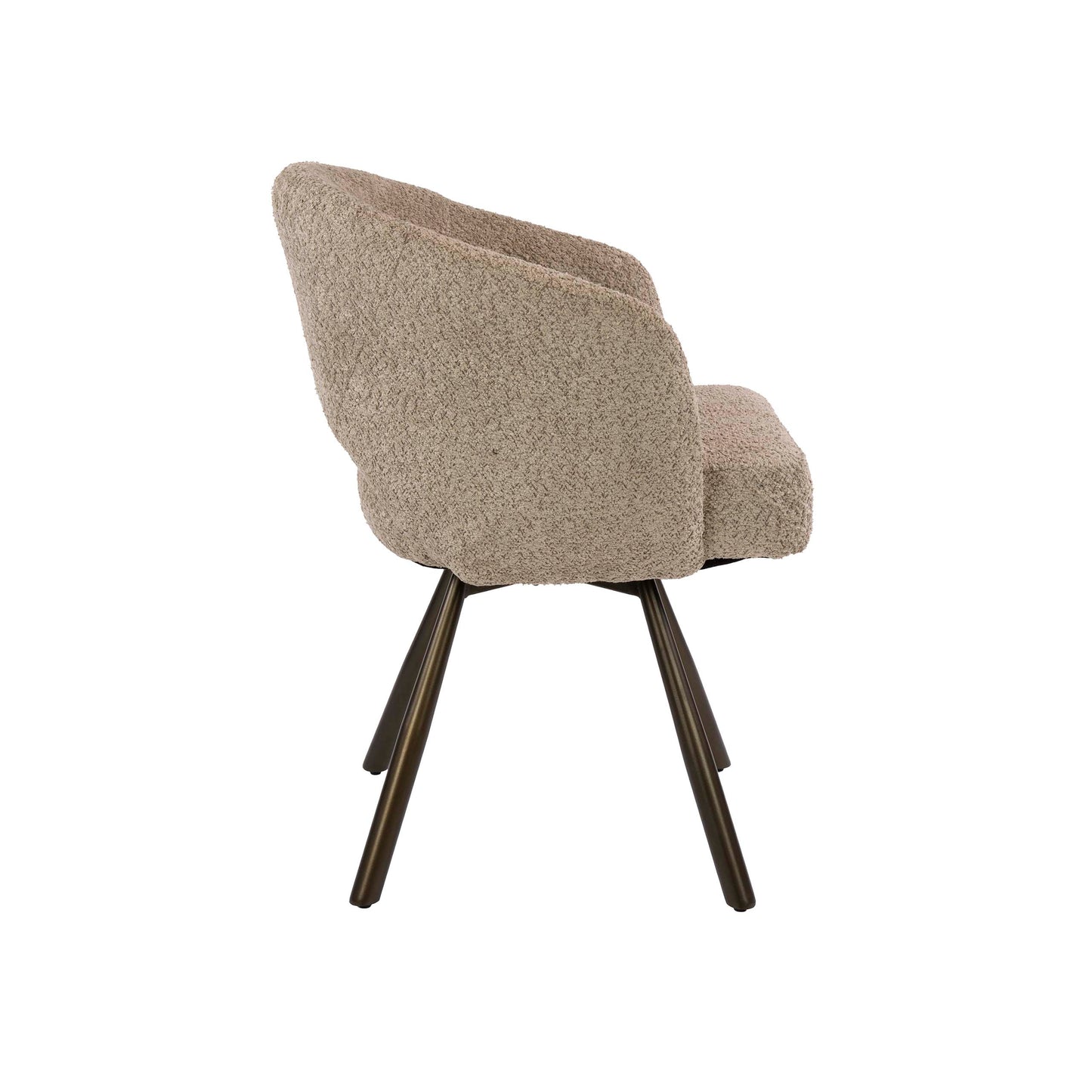 Esszimmerstuhl SALON CROSS GIRO 360° drehbarer Sessel mit Taschenfederkern & Cut-Out Bouclé Sand-Braun