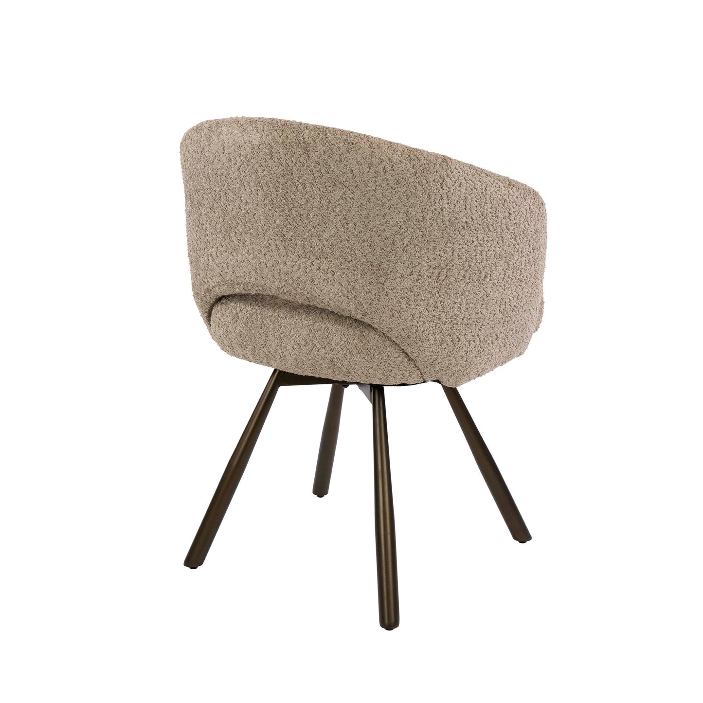 Esszimmerstuhl SALON CROSS GIRO 360° drehbarer Sessel mit Taschenfederkern & Cut-Out Bouclé Sand-Braun