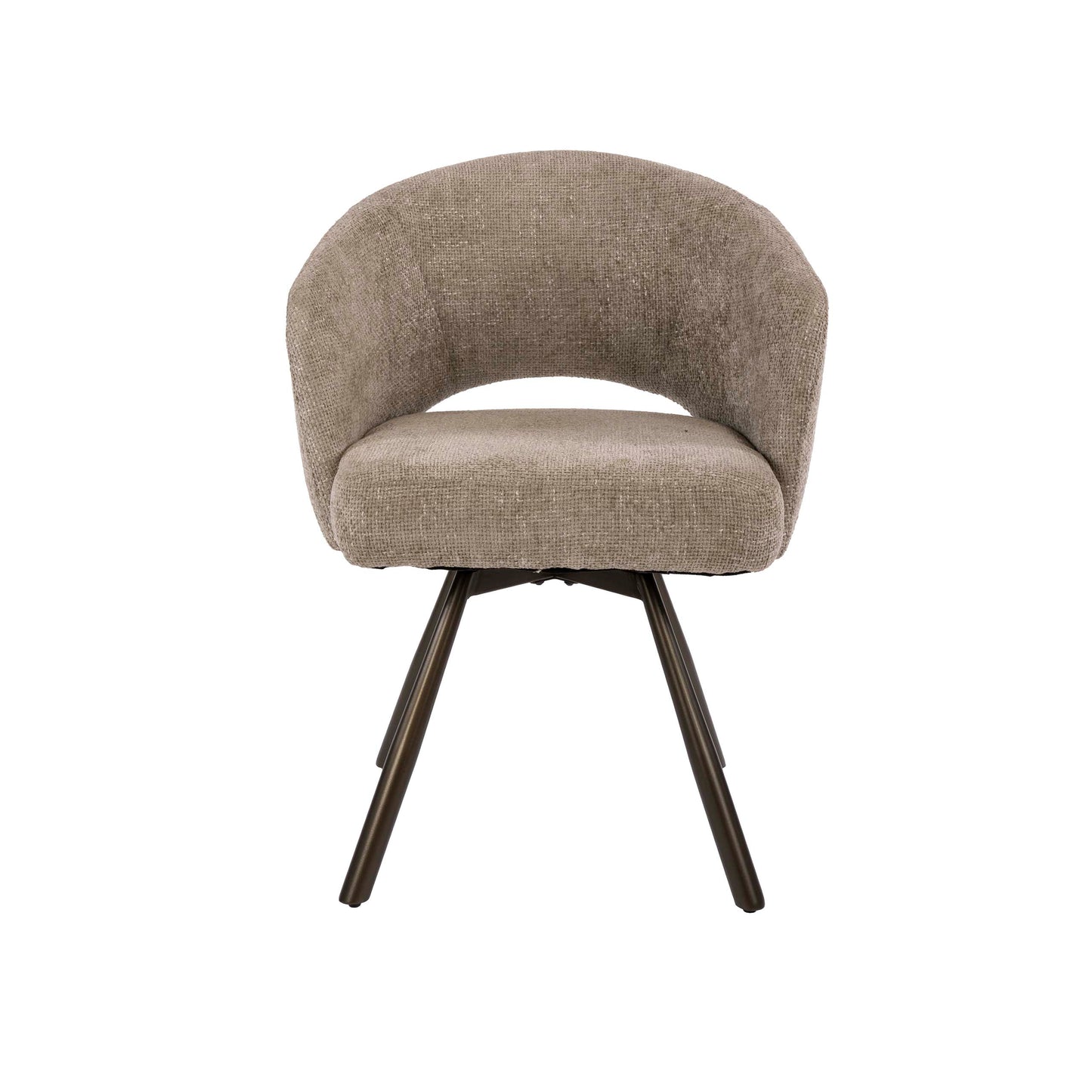 Esszimmerstuhl SALON CROSS GIRO 360° drehbarer Sessel mit Taschenfederkern & Cut-Out Cargo Sand-Braun