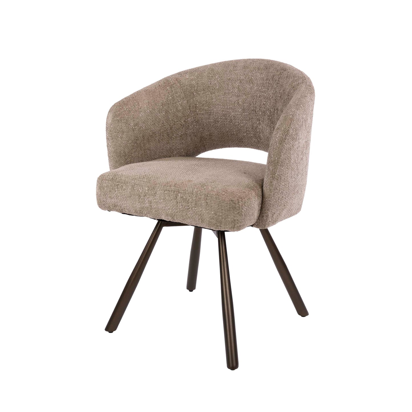 Esszimmerstuhl SALON CROSS GIRO 360° drehbarer Sessel mit Taschenfederkern & Cut-Out Cargo Sand-Braun
