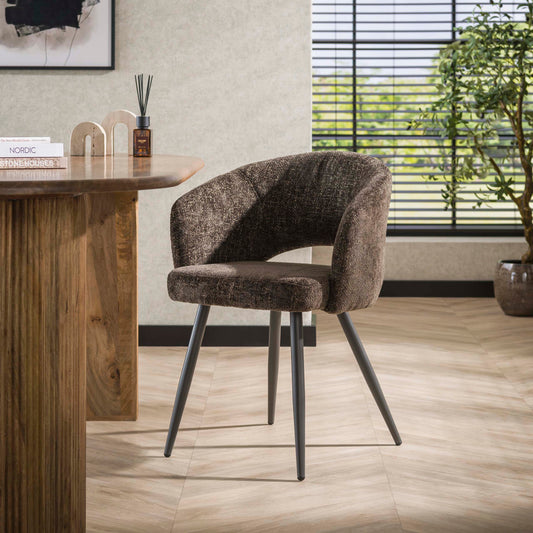 Esszimmerstuhl SALON ELEGANCE Runder Armlehnstuhl mit Cut-Out-Design Braun