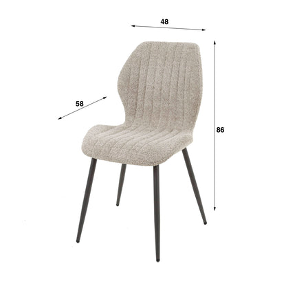Esszimmerstuhl LINEA 4er-Set Bouclé-Stühle in Sand mit Längssteppung