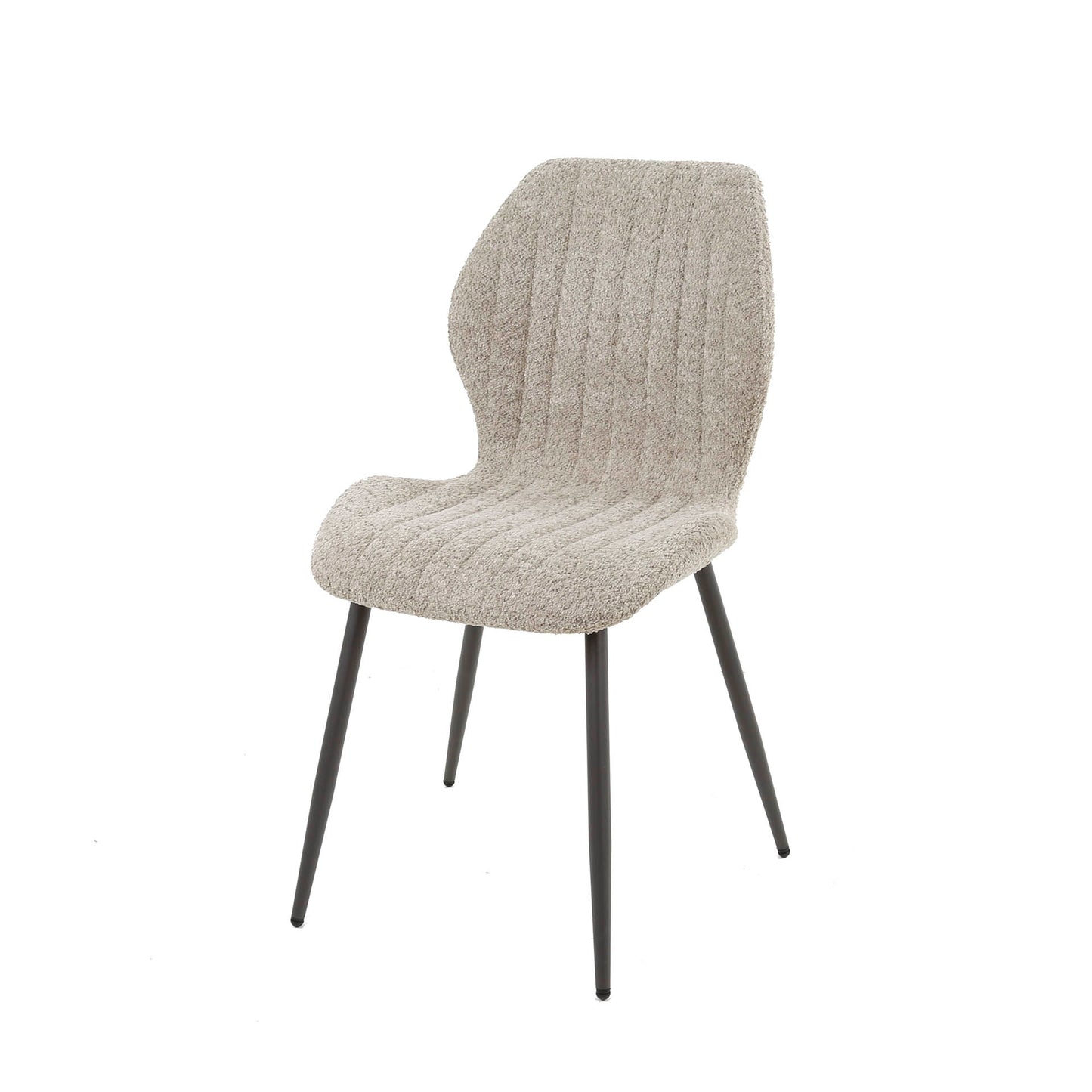 Esszimmerstuhl LINEA 4er-Set Bouclé-Stühle in Sand mit Längssteppung