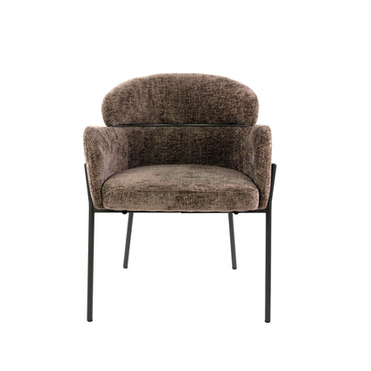 Armlehnstuhl CURVA Eleganter Polsterstuhl mit geschwungener Rückenlehne & Stahlgestell Taupe