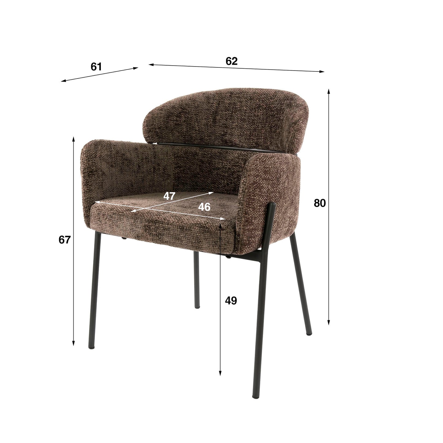 Armlehnstuhl CURVA Eleganter Polsterstuhl mit geschwungener Rückenlehne & Stahlgestell Taupe