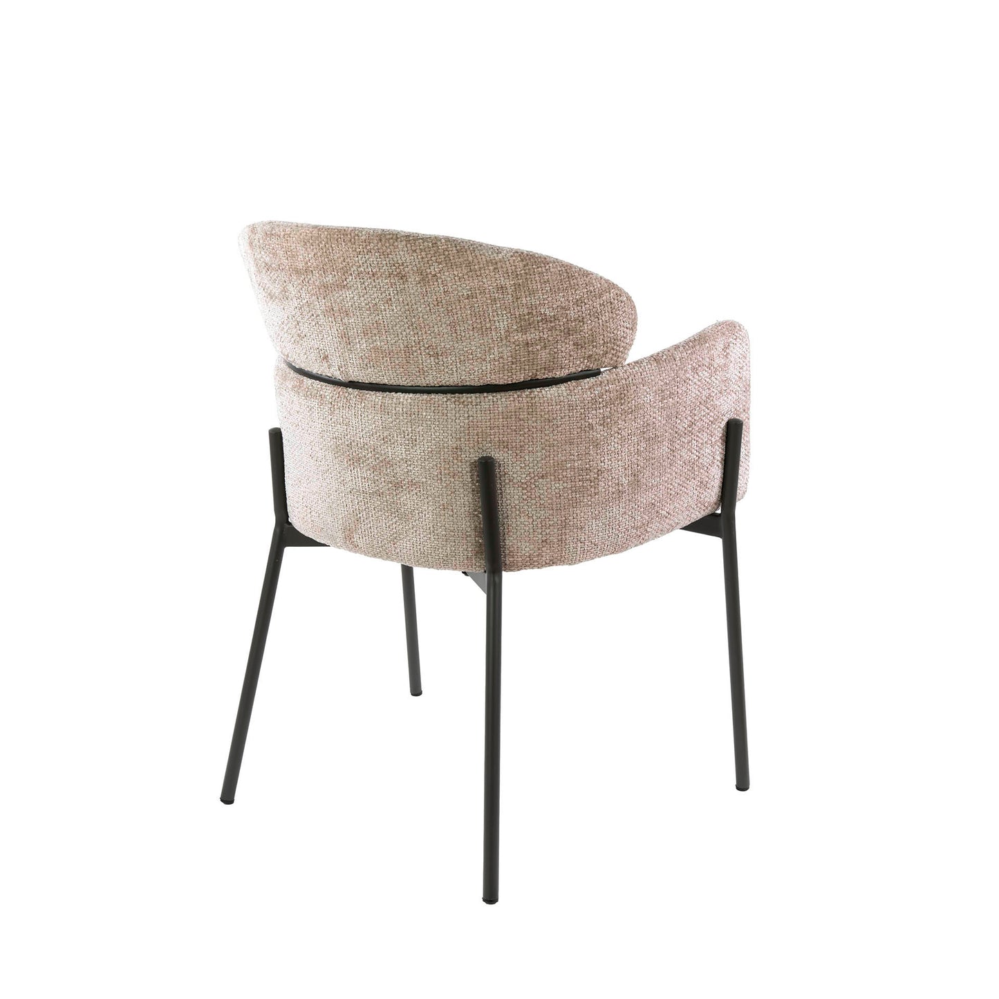 Armlehnstuhl CURVA Eleganter Polsterstuhl mit geschwungener Rückenlehne & Stahlgestell Beige