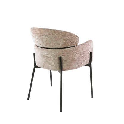 Armlehnstuhl CURVA Eleganter Polsterstuhl mit geschwungener Rückenlehne & Stahlgestell Beige