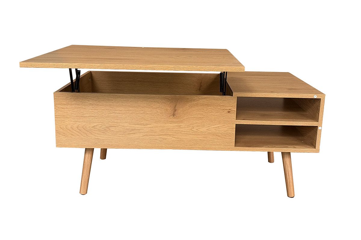 Couchtisch MALMÖ mit Lift-Top Funktion & verstecktem Stauraum, 100x50 cm hellbraun