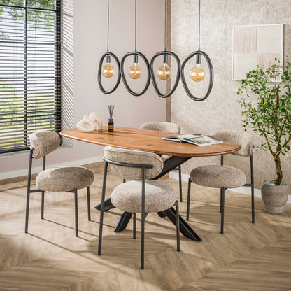Esszimmerstuhl ROUND CARGO Gepolsterter Retro-Stuhl mit Taschenfederung Beige