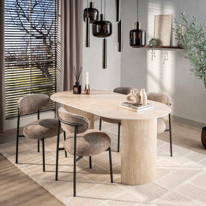 Esszimmerstuhl ROUND CARGO Gepolsterter Retro-Stuhl mit Taschenfederung Beige