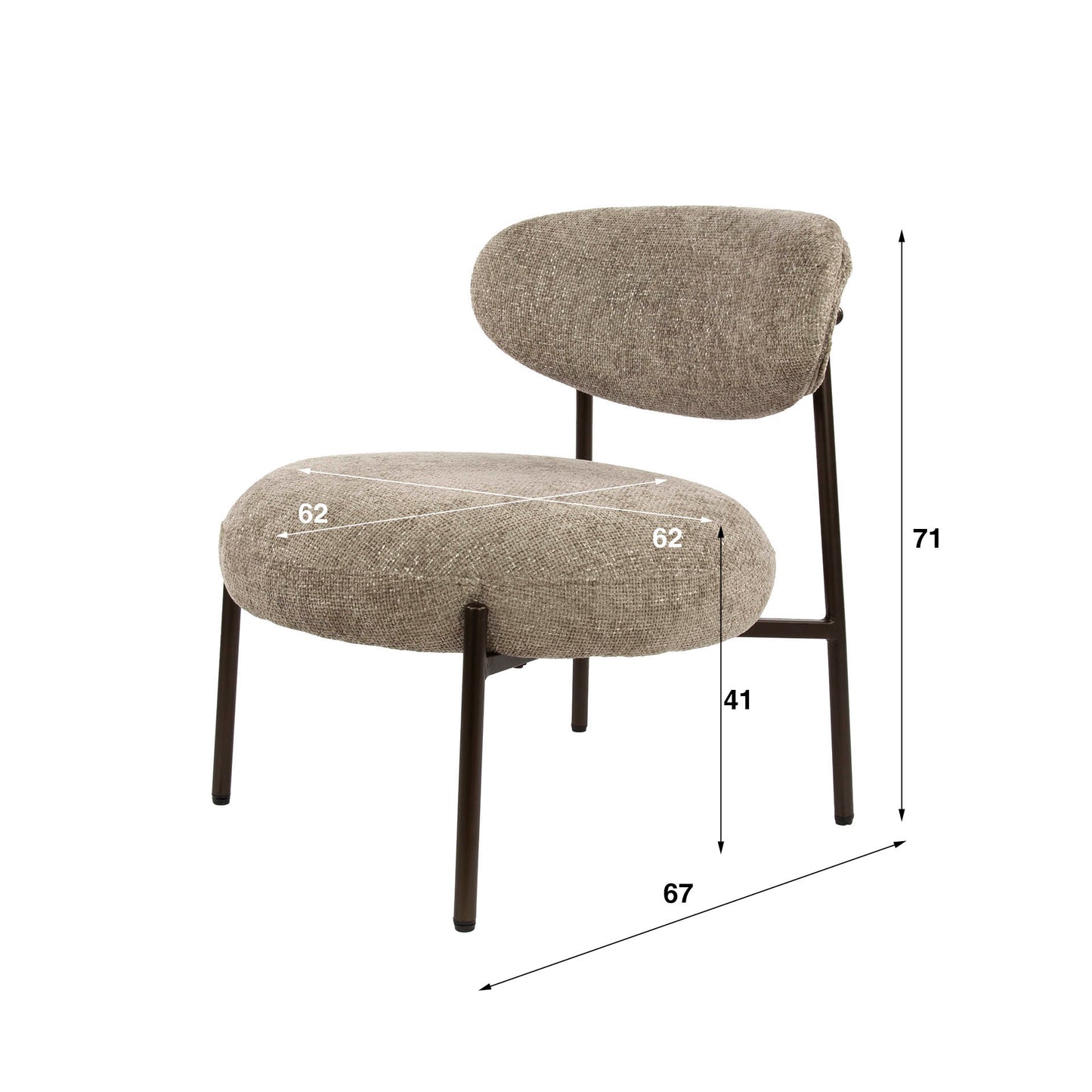 Sessel ROUND CARGO Gepolsterter Retro-Loungesessel mit Taschenfederung Beige