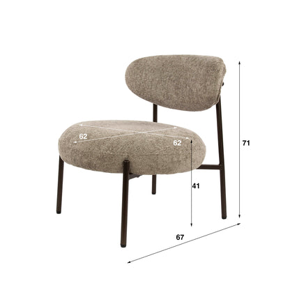 Sessel ROUND CARGO Gepolsterter Retro-Loungesessel mit Taschenfederung Beige